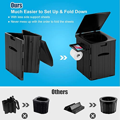 WADEO Extra-Large Camping Foldable Toilet, Heavy-Duty Portable Potty for Adults with Bigger Comfortable Seat & Sturdy Support, Travel WC for Heavy People, Big Guy, Elderly