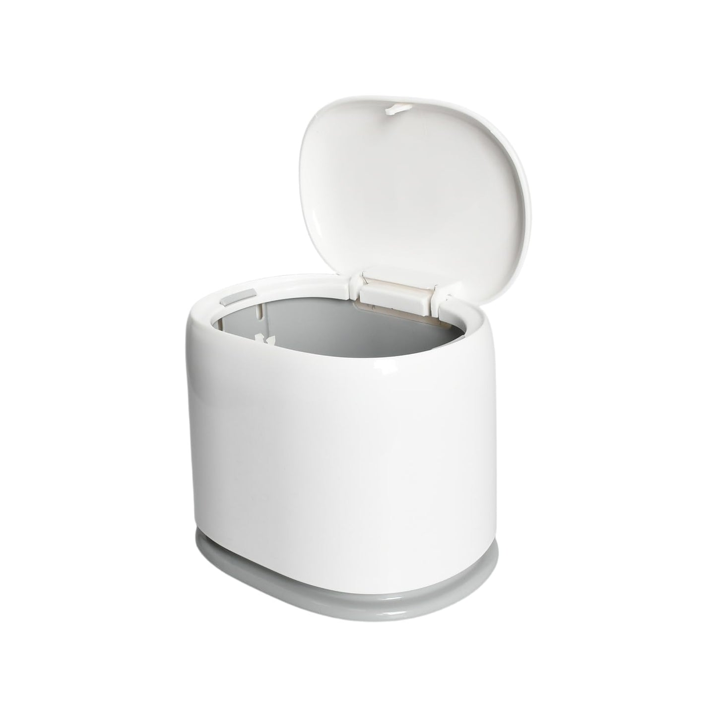 Kaiyzo Pop-Up Lid Desk Bin, Mini Desktop Trash Can for Office and Bedroom, Compact Plastic Waste Bin with Cover for Home Use, White