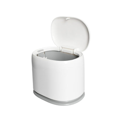 Kaiyzo Pop-Up Lid Desk Bin, Mini Desktop Trash Can for Office and Bedroom, Compact Plastic Waste Bin with Cover for Home Use, White
