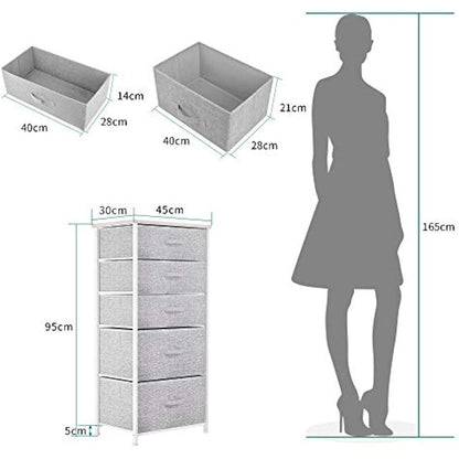 YITAHOME Chest of Drawers, Non-Woven Fabric 5-Drawer Storage Organizer Unit for Bedroom Living Room Closet, Sturdy Steel Frame, Easy Pull Fabric Bins & Wooden Top, Fabric Dresser