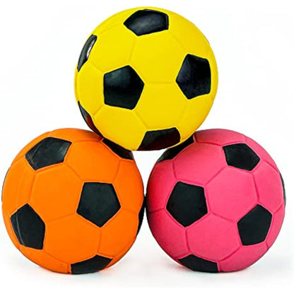 CHIWAVA 3PCS 2.7'' Squeak Latex Dog Toy Football Chew Fetch Throw Ball for Medium Dogs Interactive Play