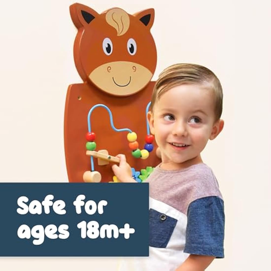 SPARK & WOW Horse Activity Wall Panel | Toddler Activity Centre | Wall-Mounted Toy for Kids Aged 18M+ | Decor for Bedrooms, Nurseries and Play Areas