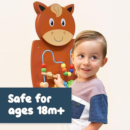 SPARK & WOW Horse Activity Wall Panel | Toddler Activity Centre | Wall-Mounted Toy for Kids Aged 18M+ | Decor for Bedrooms, Nurseries and Play Areas