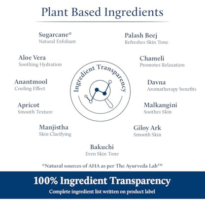 Blue Nectar AHA Exfoliating Face Serum with Plant Based Glycolic Acid from Sugarcane for Deep Exfoliation | AHA Peeling Solution for Blackheads & Tan Removal |10 Min Facial Exfoliation (14 Herbs,30ml)