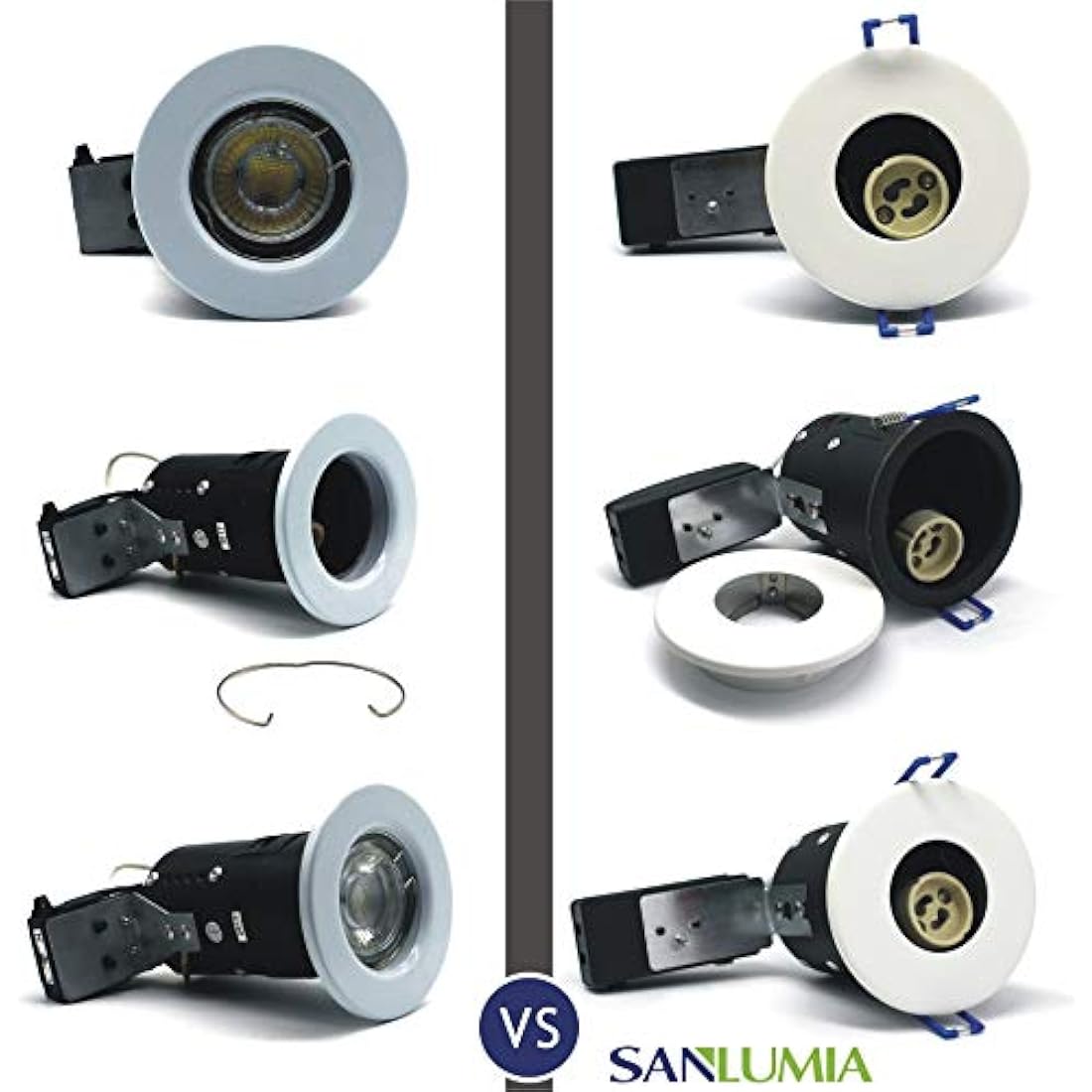 sanlumia 10 X LED Fire Rated Downlight Can GU10 Recessed Ceiling Twist & Lock Interchangeable Downlight IP20 Black