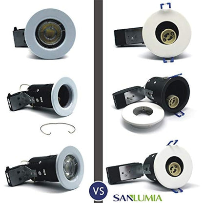 sanlumia 10 X LED Fire Rated Downlight Can GU10 Recessed Ceiling Twist & Lock Interchangeable Downlight IP20 Chrome