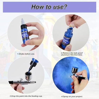 HOMY ARTY Airbrush Paint - 43 Colors with 5 Thinner, Water-Based Airbrush Paint Set, Ready to Spray Acrylic Air Brush Paints for Metal, Plastic