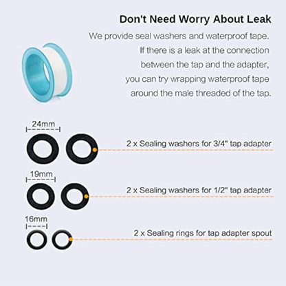 Garden Hose Connector for Hose Pipe, Outside Tap to Hose Connector Fittings Set - Quick Connector, Tap Adapter for Tap 3/4''&1/2'' 2 in 1