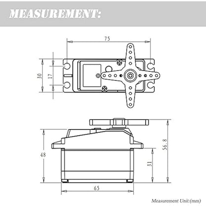 ANNIMOS 60KG Digital Servo 8.4V High Voltage Stainless Steel Gear Large Torque High Speed Waterproof 1/5 Baja Servos - 270 Degrees