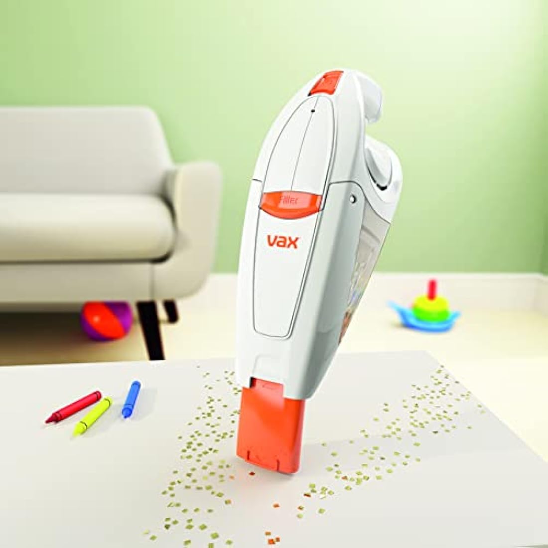 Vax Gator Cordless Handheld Vacuum Cleaner | Lightweight, Quick Cleaning | Built-in Crevice Tool - H85-GA-B10, 0.3 Litre, White and Orange