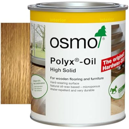 Osmo Polyx®-Oil Hard Wax Oil 3032 - Clear Satin, 750ml - Durable Wood Finish for Furniture & Floors Water & Dirt Resistant Treatment for Oak, Pine, Spruce, Beech & More