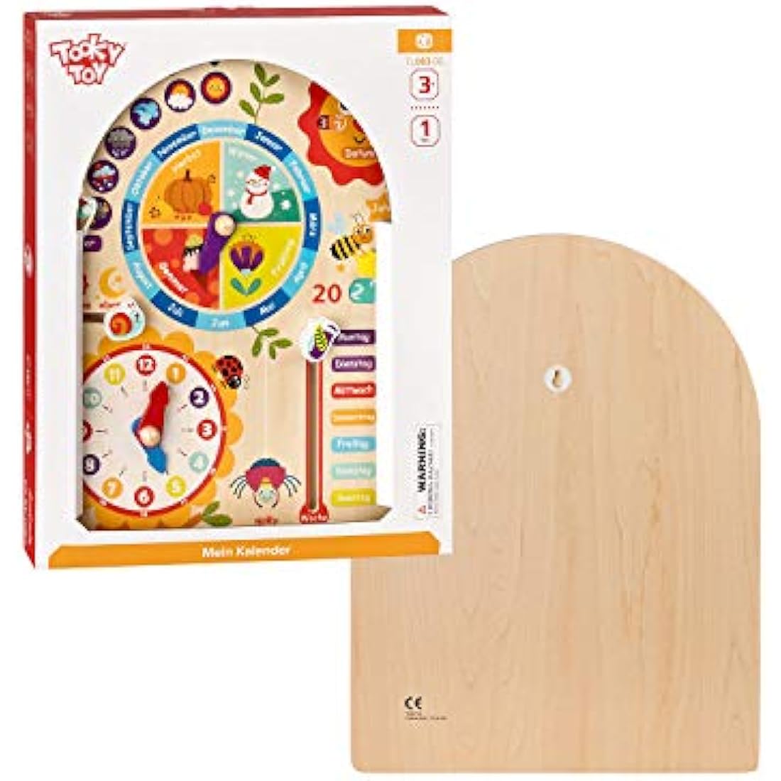 Tooky Toy Calendar clock year clock – children's toy – wooden toy learning toy – clock – seasons – weather made of wood