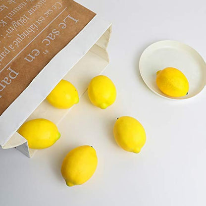 Veryhome 6pcs Artificial Lemon Fake Fruit Plastic Food For Home House Kitchen Party Decoration Festival Display Lifelike (Yellow Lemon, 6pcs)