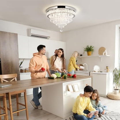 RHEAFON Dimmable Chandelier Crystal Ceiling Light with Remote Crystal Chandeliers Modern Chandelier Ceiling Light for Living Room Bedroom Hallway Home Studio