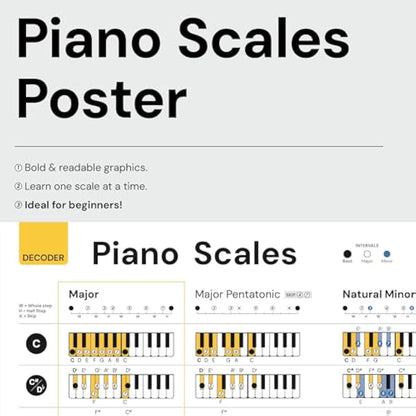 Noisy Clan Piano poster Bundle - Scales, Keys, Chords and Circle of Fifths Tool! Back to School Music Learning Tool - Posters 25" x 24" canvas packaged folded. Make music theory easy and play more