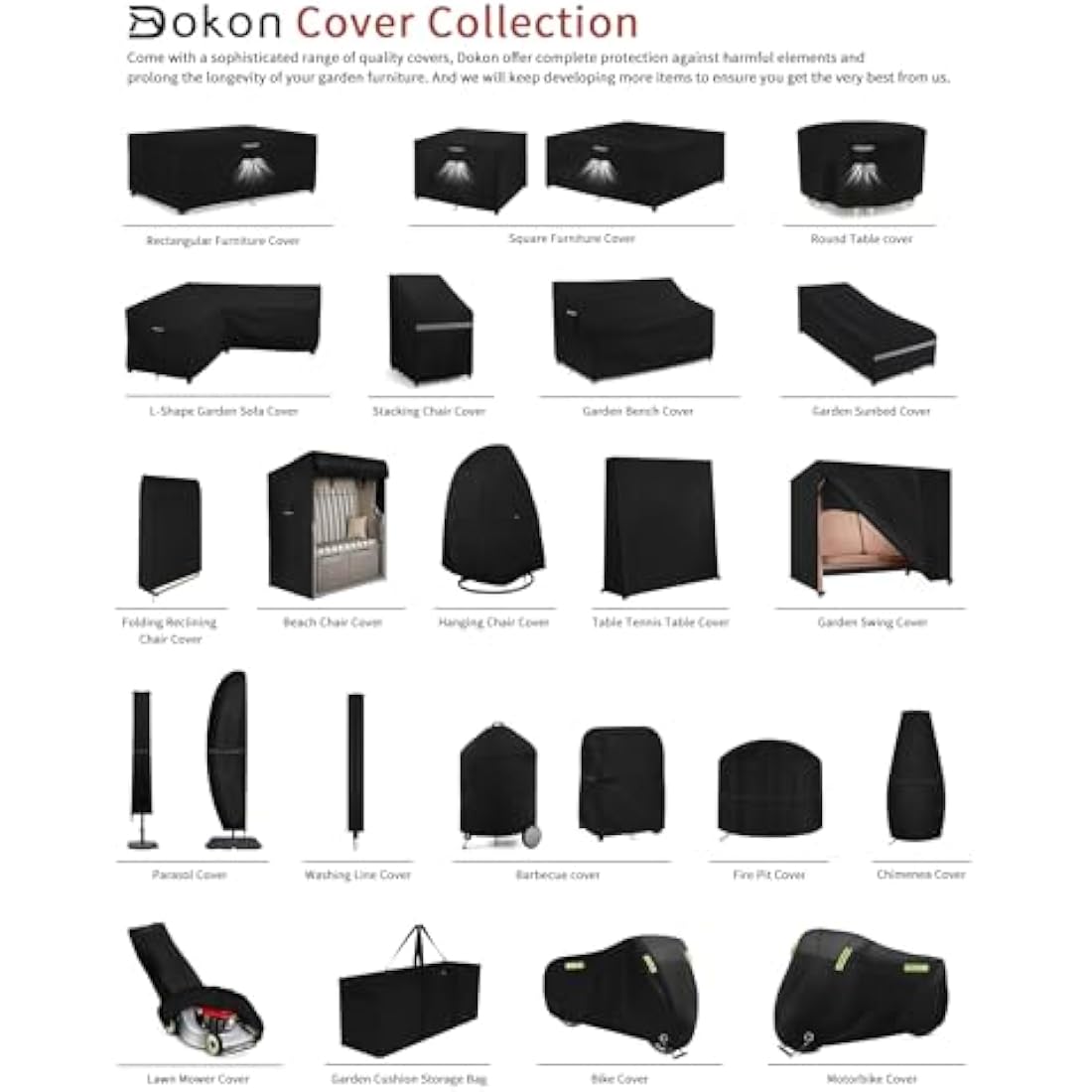 Dokon Cube Garden Furniture Covers Waterproof, 125x125x74cm Heavy Duty 420D Oxford Fabric Windproof Anti-UV Patio Table Cover with Air Vent, Outdoor Table and Chairs Cover Outside Rattan Sofa Covers