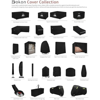 Dokon Cube Garden Furniture Covers Waterproof, 125x125x74cm Heavy Duty 420D Oxford Fabric Windproof Anti-UV Patio Table Cover with Air Vent, Outdoor Table and Chairs Cover Outside Rattan Sofa Covers