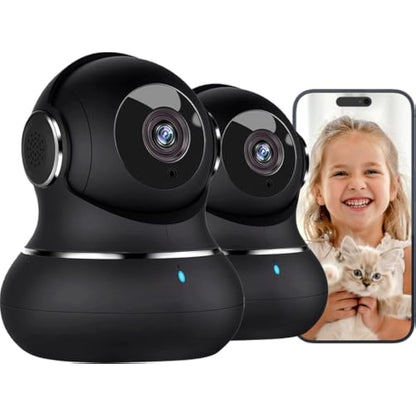 litokam Camera, 2K Indoor Camera with 360° Auto Tracking, Pet Camera with Motion Detection, IR Night Vision, 2-Way Audio, WiFi Camera for Nanny/Baby Monitor, Wireless Camera Work with Alexa, 2 Pack