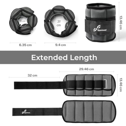 Sportneer Adjustable Ankle Weights Set: Leg Weights, Ankle Weight Wrist Weight Straps, 0.45-1.6kg for Per Ankle, 0.9-3.2kg for a Pair