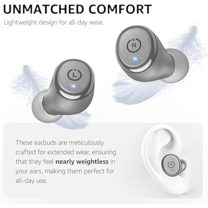 TOZO T10 Wireless Earbuds Bluetooth 5.3 Headphones, App Customize EQ, Ergonomic Desigh, 55H Playtime, Wireless Charging Case, IPX8 Waterproof Powerful Sound in-Ear Headset Grey(New Upgraded)