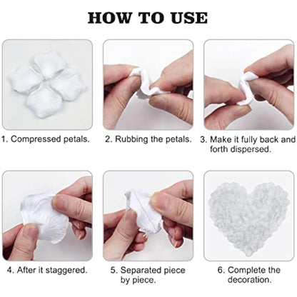 JCF 2000 Pieces Rose Petals, Artificial Flower Petals, No-Taste Emulation Roses Petals for Bedroom Wedding Valentine's Day Anniversary Party Romantic Decorations(White)