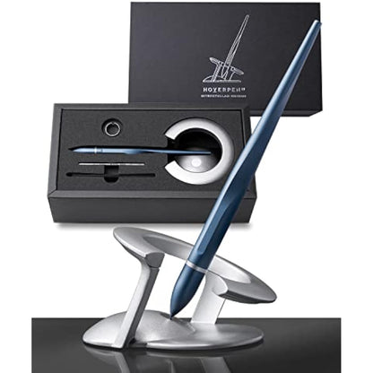 novium Hoverpen Interstellar - Futuristic Luxury Pen Made with Aerospace Alloys, Unique Aesthetic, Free Spinning Executive Pen, Mens Birthday Gift Ideas (Neptune Blue)