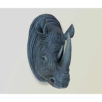 Best Value Here Wall Mounted Silver Stag Head Deer Large Antlers Reindeer Elephant Lion Tiger Rhino Wolf Wall Art Hanging Sculpture (Rhino Grey)