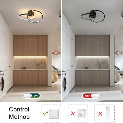 Dorlink LED Ceiling Light, Bedroom Ceiling Lights 33W 2970LM, Dual-Round Hallway Ceiling Light Fixture, 3000K Black Light Fittings for Kitchen, Living Room, Dining Room