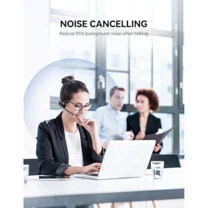 TECKNET Bluetooth Headset, Wireless On Ear Headphones with Noise Cancelling Microphone & USB Dongle, Hand Free Wireless Headset with Mute microphone for Cellphone, PC, Home, Office, Call Center