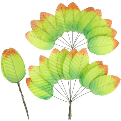 MWOOT 200Pcs Artificial Rose Leaves, Fake Single Leaf for Crafts, Green Faux Silk Leaves for DIY Bouquet Wreaths Wedding Party Festival Christmas Decoration, Wired Green Leaves