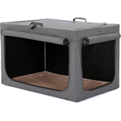 Petsfit Dog Crate, Portable Dog Crate for Small Dogs, Soft Dog Crate with Removable Mat and Pocket for Storage, Grey,S:61cm x 45cm x 43cm