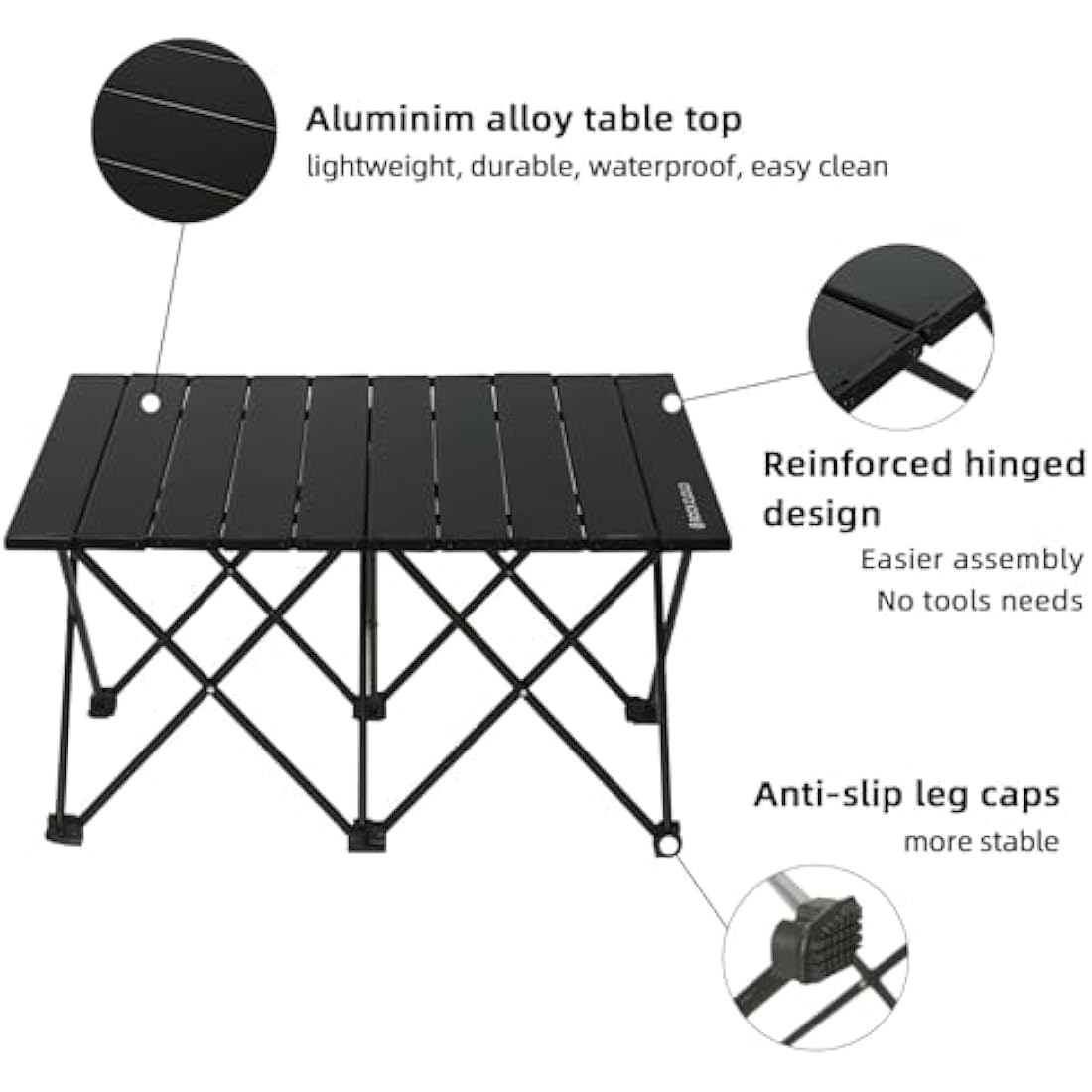 ROCK CLOUD Portable Camping Table Ultralight Aluminum Folding Beach Table Camp for Camping Hiking Backpacking Outdoor Picnic