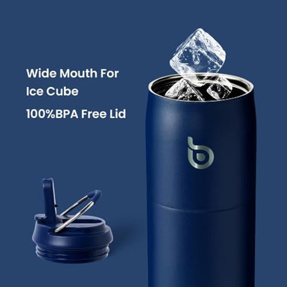 Bottle Bottle Insulated Water Bottle 950ml(32oz) with Straw and Lid for Sports and Gym Stainless Steel Metal Drink Flask for Hot Water with Handle (Indigo Blue)