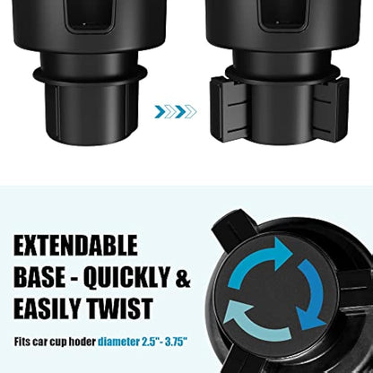 Seven Sparta Upgraded Car Cup Holder Expander Adapter with Offset Adjustable Base, Compatible with Yeti 14/24/36/46oz Ramblers, Hydro Flasks 32/40oz, Other Large Bottles Mugs in 3.4''-4.0'' (2)