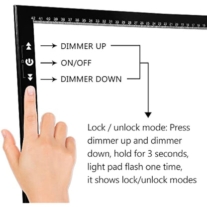 HSK A3 Artist tracing Light Box Copy Table, 12V1A Adapter Power Dimmerable 6000 Lux Lock Button Artcraft Light Pad for Tatto Drawing, Sketching, Animation,Diamond Painting