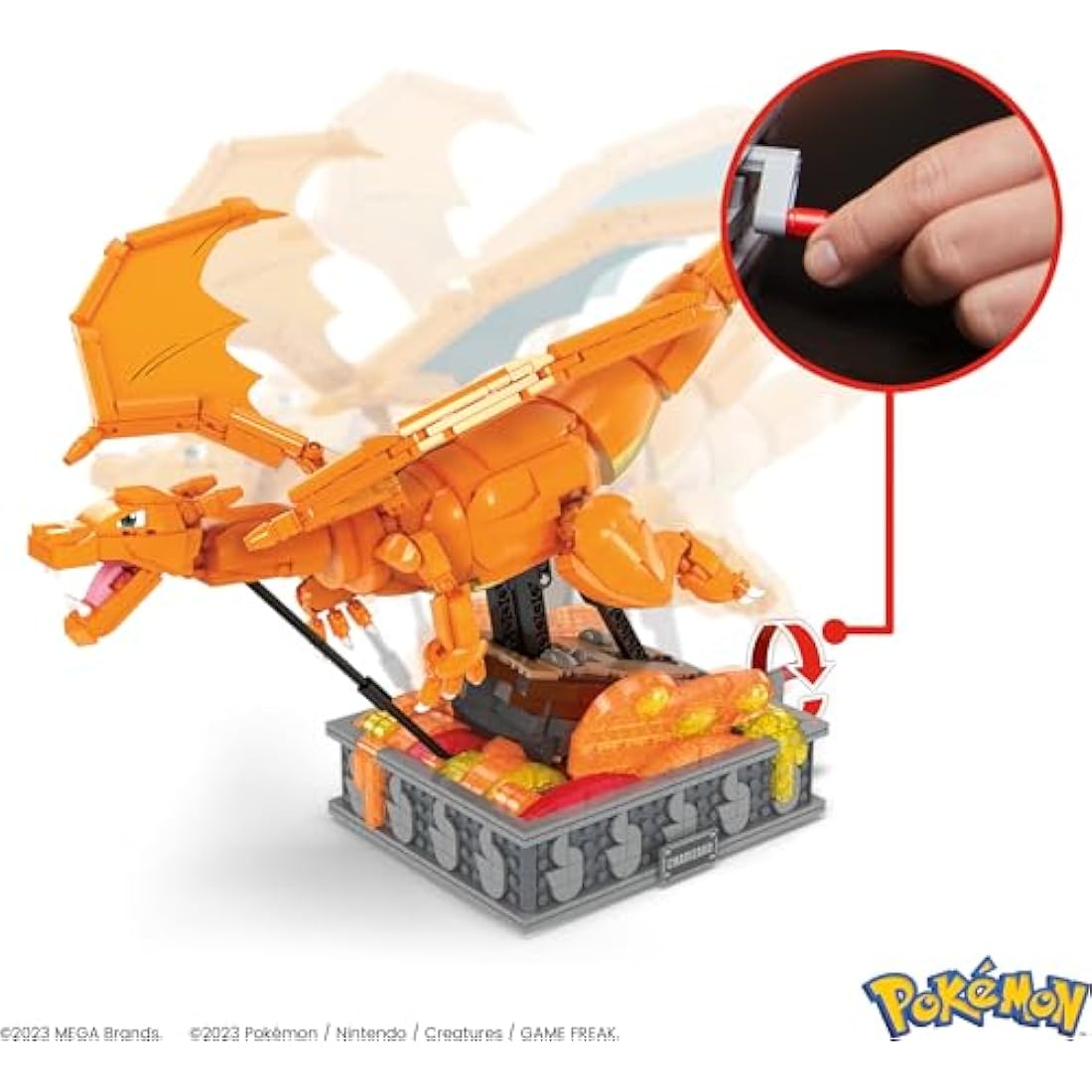 MEGA Pokémon Action Figure, Motion Charizard Pokemon, Building Toys for Kids and Adults, Collectible Character Model with 1664 Movable Pieces, 30 cm Tall, Toy for Ages 12 and Up, HMW05