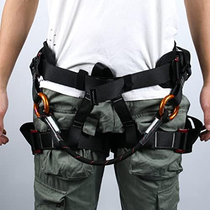 SOB Safety Harness Half Body Safety Belt Adjustable Outdoor Mountain Climbing Belt for Rock, Tree, Fire Rescue, Rappelling, CE Certified