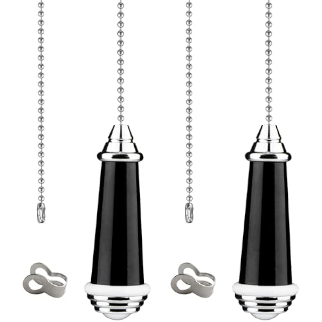 TXErfolg 2Pcs Light Pull Chain Extension with Ball Chain 85cm Length Bathroom Light Pull Cord Handle Chrome Light Switch Pull Chain for Shower/Ceiling/Toilet Light Fan Switch Blinds(Black)
