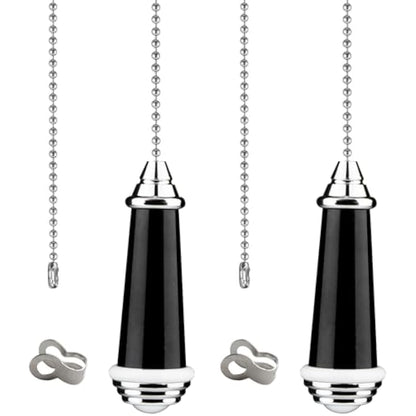 TXErfolg 2Pcs Light Pull Chain Extension with Ball Chain 85cm Length Bathroom Light Pull Cord Handle Chrome Light Switch Pull Chain for Shower/Ceiling/Toilet Light Fan Switch Blinds(Black)