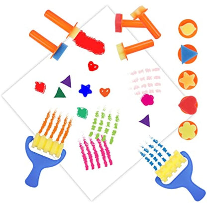 BLOT Kids Paint Kit Washable Finger Paint Set with Assorted Painting Brushes Sponges Palette for Toddlers Children Drawing Gift, Age 3+