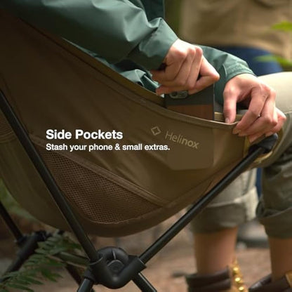 Helinox Sunset Chair, Lightweight High-Back Collapsible Camping Chair, Black, 1.56kg, with Side Pockets