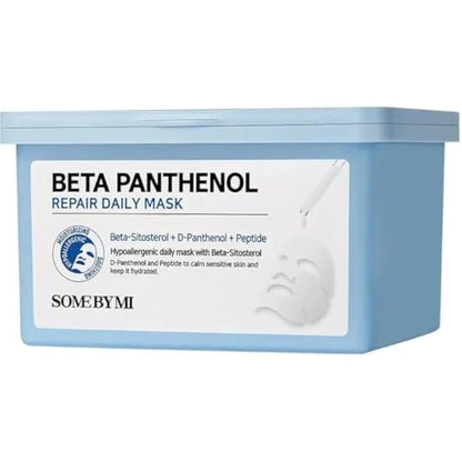 SOME BY MI Beta-Panthenol Repair Daily Mask 30 Sheets, 11.8Oz - Daily Vegan Korean Face Sheet Mask for Skin Barrier Recovery - Hydrating and Moisturizing Skin Care with Panthenol - Korean SkinCare