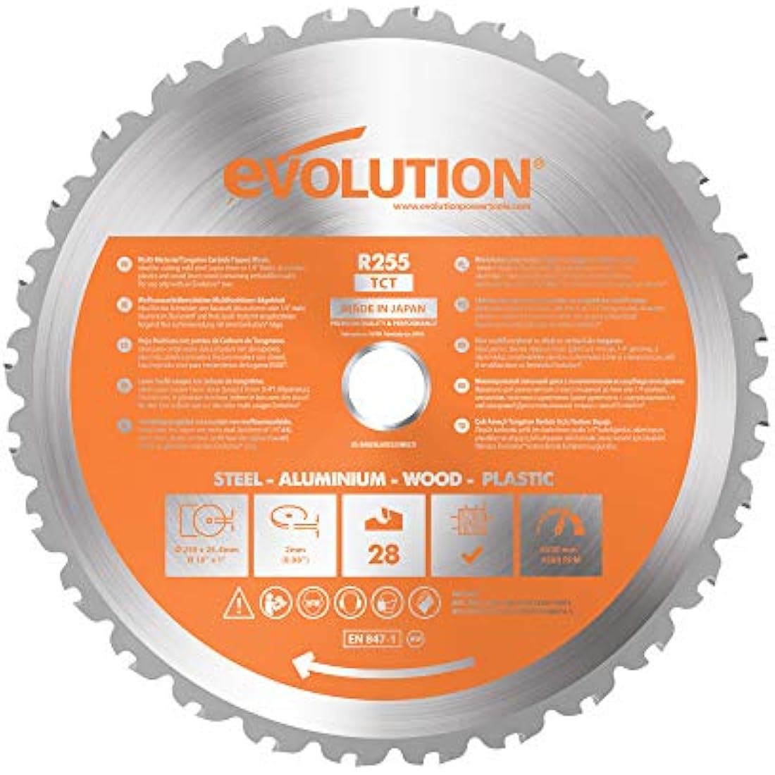 Advanced-Technology EVOLUTION (Powertools) RAGEBLADE 255M Blade M/Purpose TCT RAGE3 255MM