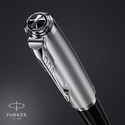 Parker 51 Ballpoint Pen | Black Barrel with Chrome Trim | Medium Point with Black Ink Refill | Gift Box