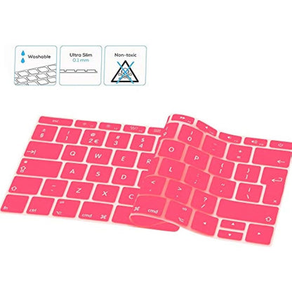 FINDING CASE EU/UK Apple keyboard skin cover Compatible MacBook Pro 13 Inch A1708 2017/2016 Release (No Touch Bar) & New MacBook 12 Inch A1534-Adhesive Premium Ultra Thin Keyboard Cover (Baby pink)