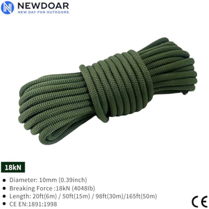 NewDoar Outdoor Rope 14KN/18KN 8mm/10mm High Strength Accessory Cord Rope Double Braid Multifunctional Cord for Camping, Hiking, Fishing, Hauling Loads, Hammocks,Tents