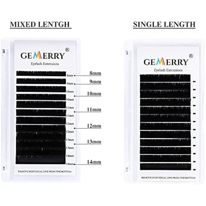 Gemerry Easy Fan Lash Extensions D curl 0.05mm 8-14mm Mixed Tray Noir Russian Volume Automatic Blooming Self Fanning Lashes Long Individual Volume 3D 4D 5D 6D 8D Lash Fan (0.05-d curl-mix 8-14mm)