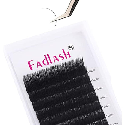 Fadlash Individual Classic Eyelash Extension 0.15mm C Curl 8-14mm Mixed Tray 1:1 Matte Black Professional Classic Individual Lashes