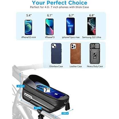 whale fall Newest Hard Casing Bike Bag, Gifts for Men, Waterproof Bike Phone Holder, Lightweight and Pressure-Resistant Bike Accessories with 0.25mm Sensitive Touchscreen for Phones up to 6.9''