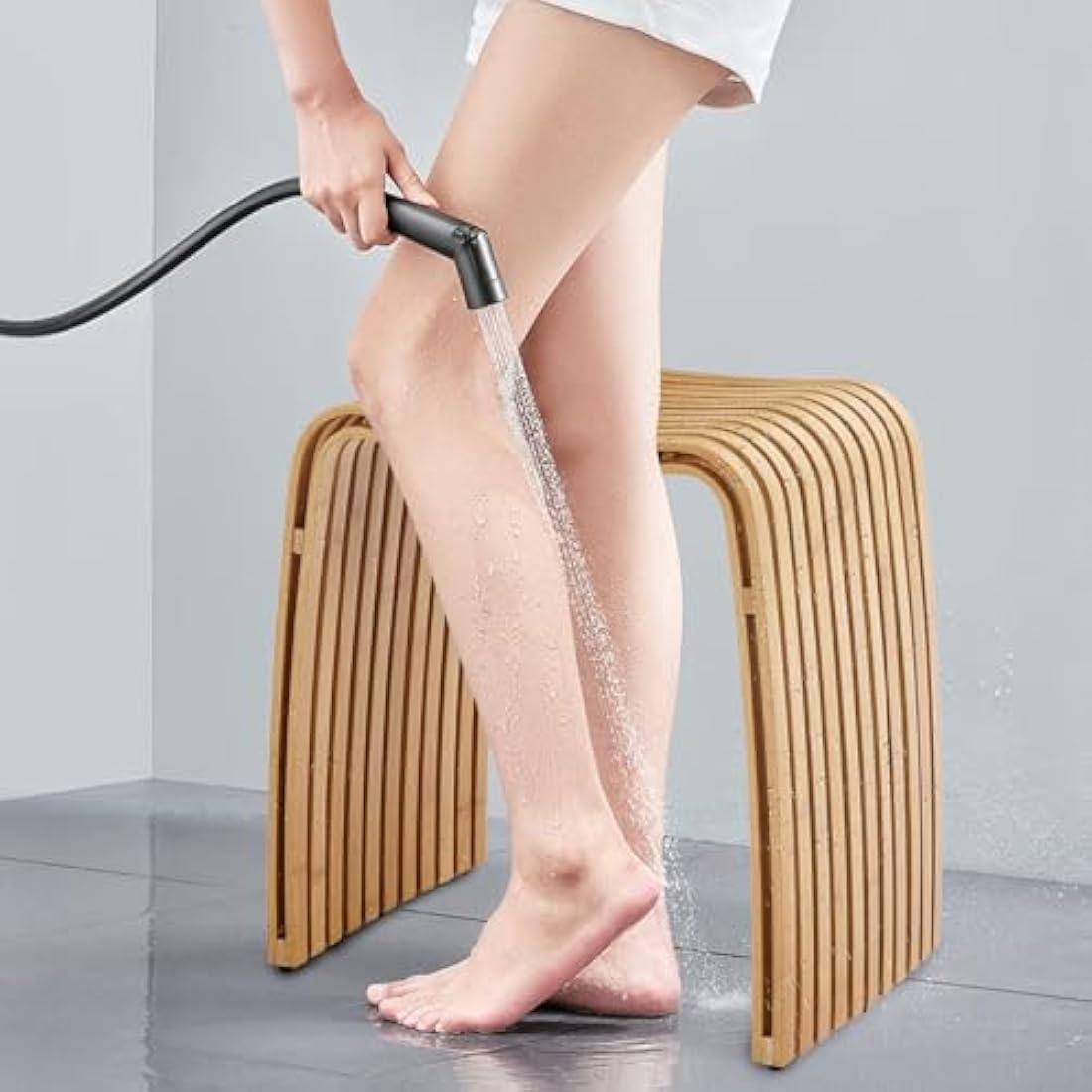 WYRXFF Bamboo Stool, Multi-Functional Stool, Unique Curved Bathroom Stool, No Assembly Vanity Stool Shoe Changing Stool, For Living Room Study Bedroomdining chair